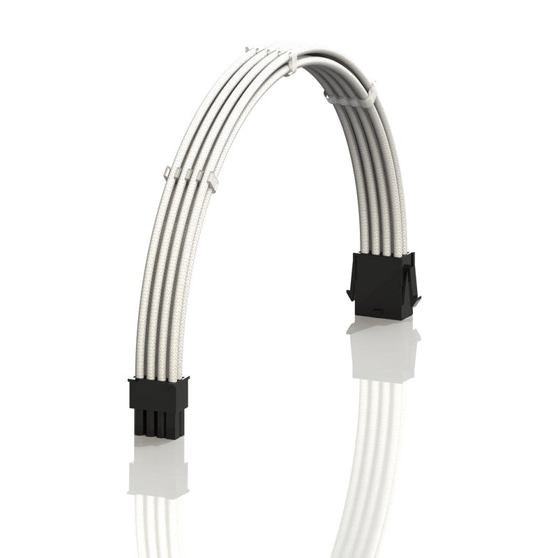 LINKUP - AVA 30cm EPS 8P(4+4) CPU ATX Motherboard PSU Power Supply Braided Sleeved Custom Mod PC Extension Cable w/Combs | Strong & Stiff Design | Single Pack | 300mm - White - Image 1